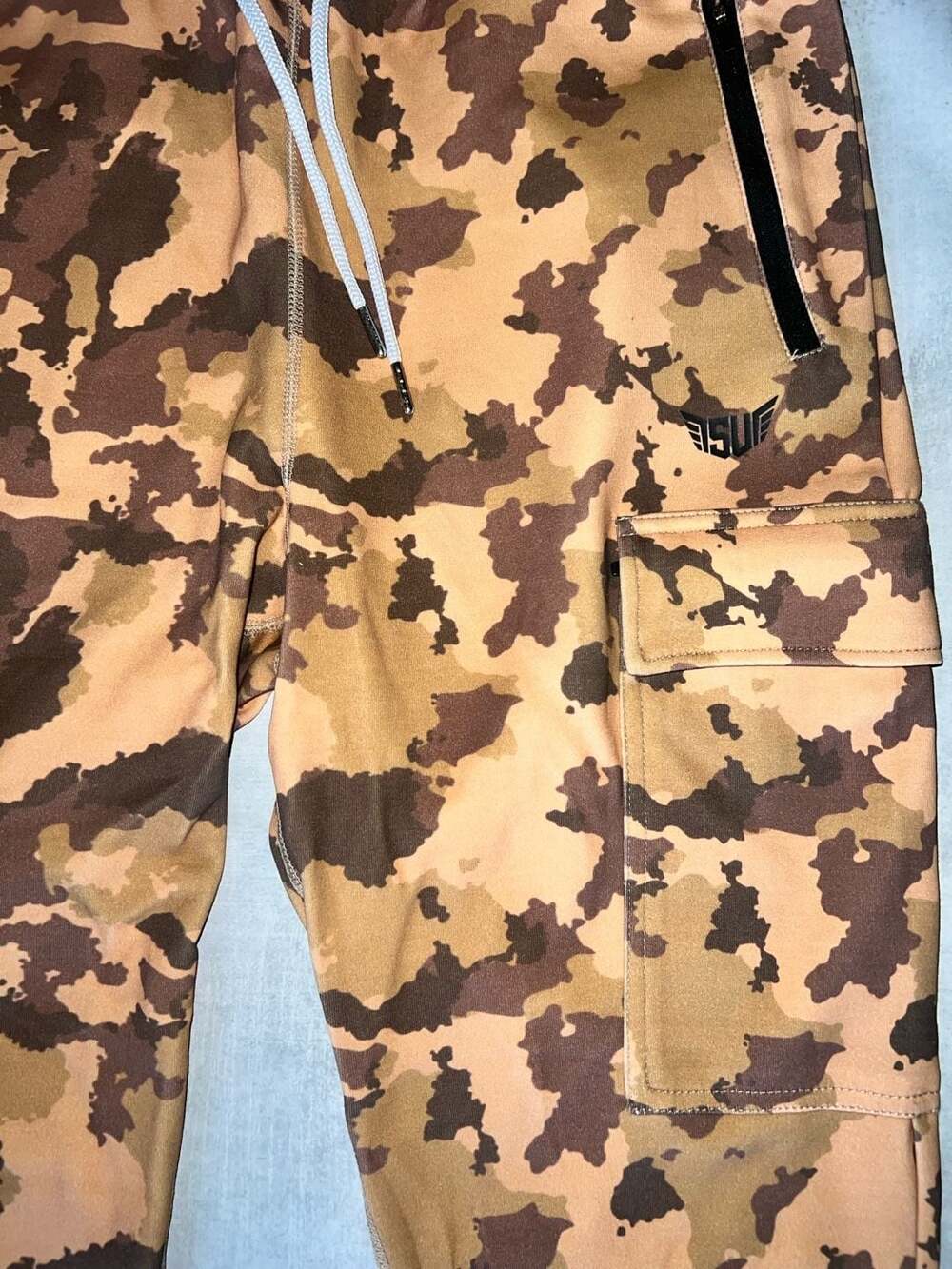 NEW Size Up Apparel Brown Camouflage Cargo Jogger Sweatpants Size Large - Picture 2 of 4